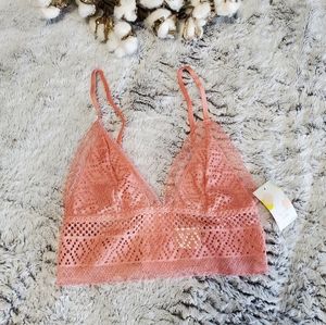 SHIMERA Pink Rosette Lace Longline Triangle Bra